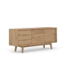 Komoda z litego drewna 160 × 70 × 45 cm – 3 szuflady i przesuwne fronty